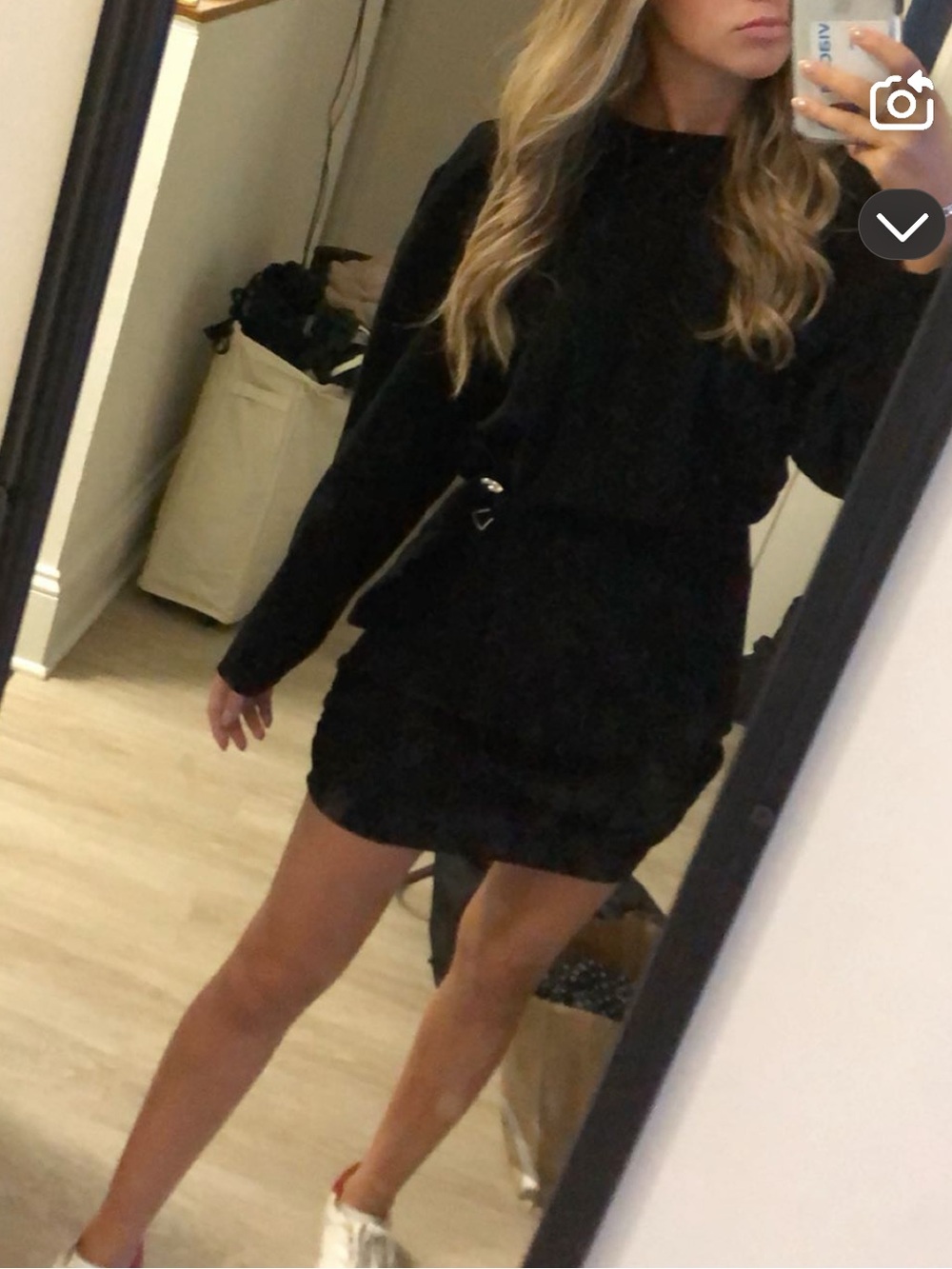 Zara Black Long-Sleeve Belted Wrap Dress